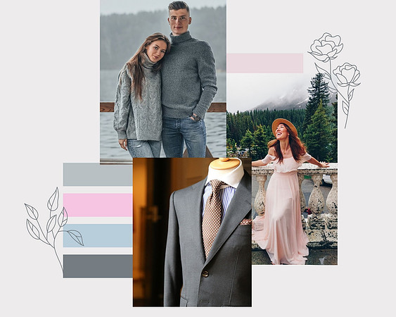 Pink Blue and Grey Soft and Dainty Fashion Moodboard Photo Collage
