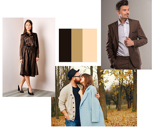 Blue and Brown Clean Grid Wedding Moodboard Photo Collage